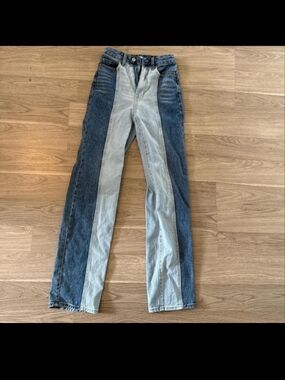 PacSun Two-Tone Boyfriend Jeans in Light & Dark Blue